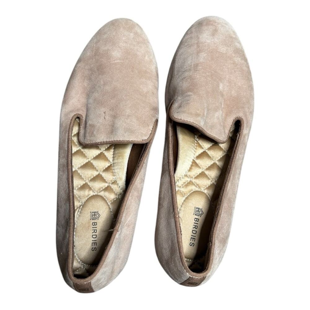 Birdies Tan Suede Slip On Loafers Quilted Lining 7.5